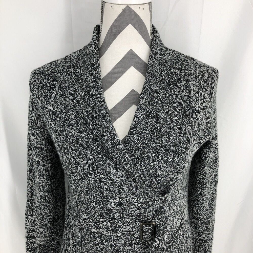 Ultra Flirt Gray Black Heathered Cowl Neck Long Sleeve Sweater Dress Small